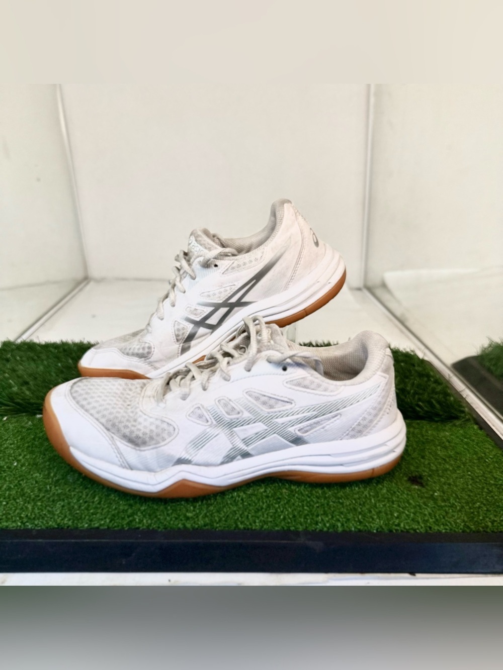 Asics White Athletic Indoor Court Shoes with Gum Outsole